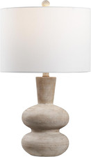 24" Antique Brown Modern Minimalist Sculptural Oak-Grain Resin LED Table Lamp