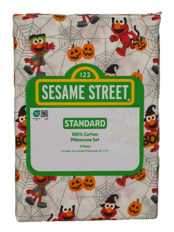 Sesame Street Halloween Theme Set of 2 Standard Pillowcases 100% Cotton