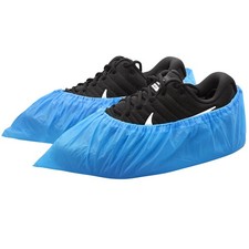 100 Pcs Disposable Shoe Covers Non-Slip Waterproof Booties Blue Large