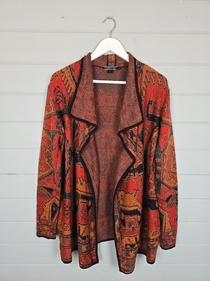 Peruvian Connection kleine Strickjacke Pima Baumwolle orange Azteken Navajo Oversized