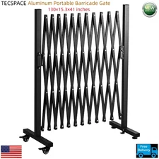 Ginkman All New 2 Sizes Aluminum Portable Black Barricade Gate with Casters