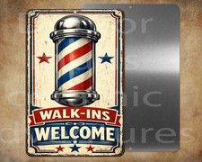 Barbershop Walk ins welcome hair dresser salon 8" x 12" metal sign Made in USA