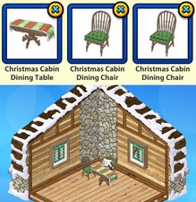 2020 Webkinz 3-pc CHRISTMAS CABIN: Cabin Dining Table Dining Chair x2