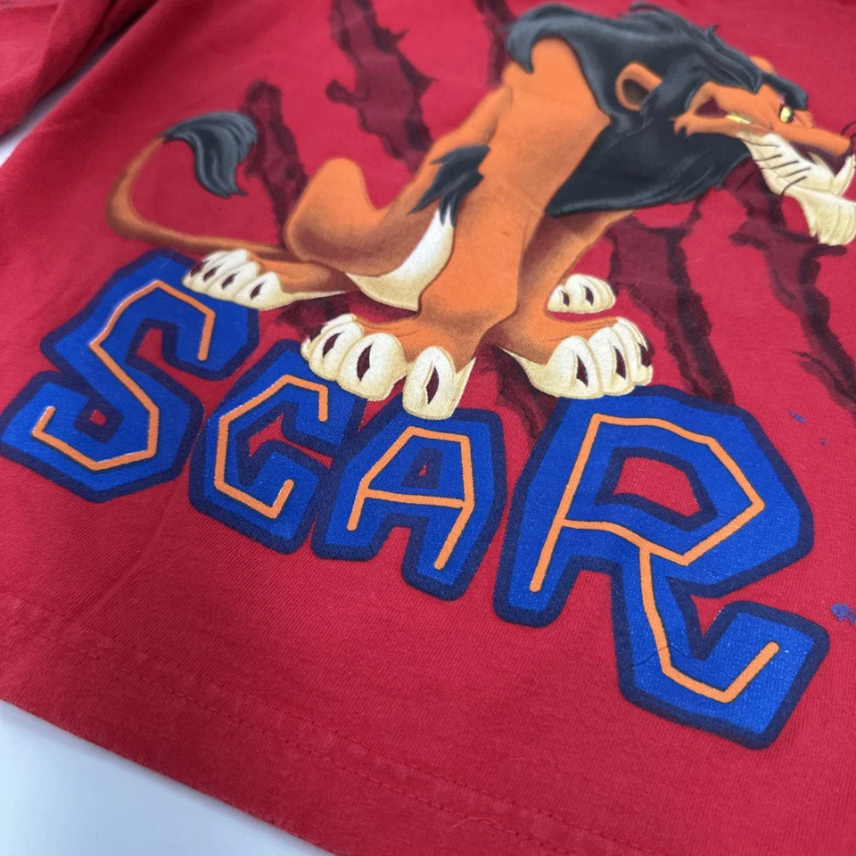 Vintage 90s Disney Lion King Scar Villian Long Sleeve Shirt Kids XS Rare! 🔥red - Image 4 of 4