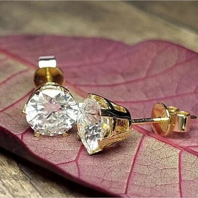 Best Offer ! 2.2Ct Round Natural Diamond Push Back Stud Earrings 14k Yellow Gold
