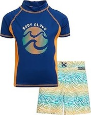 BODY GLOVE BOYS  RASH GUARD SET SWIMWEAR SET FOR BOYS - YOUTH 4 - NAVY/ORANGE