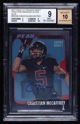 2017 Sage Hit Blue 6/10 Christian McCaffrey #PK-CM Rookie Auto RC uk2