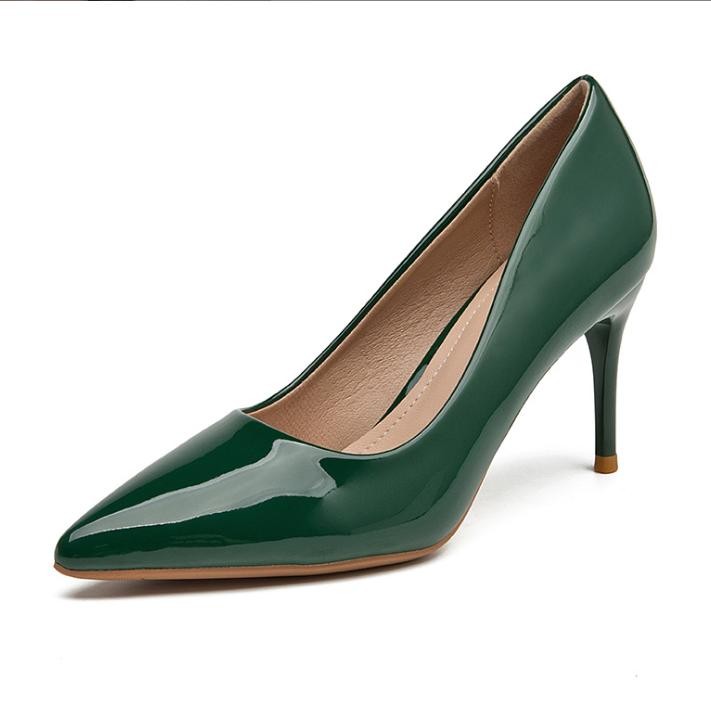 Women's Faux Leather High Heels Pointed Toe Slip On Shoes Dress Office OL Pumps