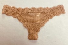 Aerie Eyelash Lace Thong Underwear -- SANDS