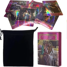 Romance Angel Hologram Tarot Cards Set with Bag, Oracle Cards Future Telling Tar