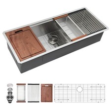 Brushed Nickel 45x19" Single Bowl Undermount Stainless Steel Kitchen Sink