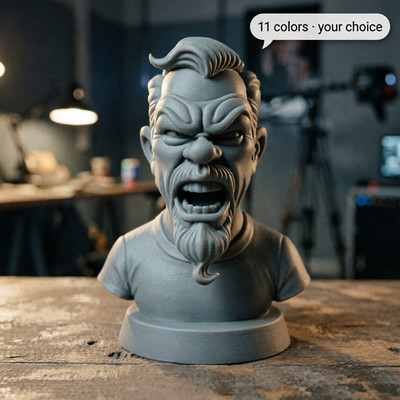 Rock Legend Bust Sculpture Figurine up to 8'' | 3D Printed - (Choose Your Color)