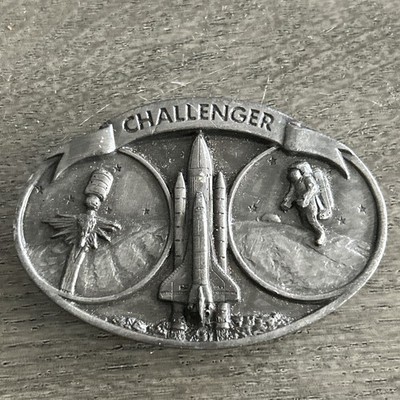 1984 Bergamot Challenger Space Shuttle Belt Buckle Made in USA C-147 Pre-owned