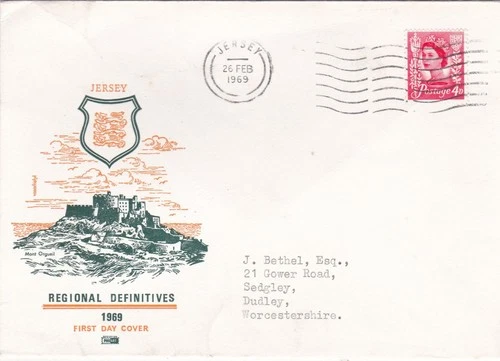 Jersey 1969 Definitive FDC Jersey cancel typed VGC