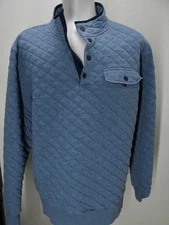 Faherty Sweater Mens XL Blue Epic Quilted Fleece 1/4 Snap Button Pullover CC59