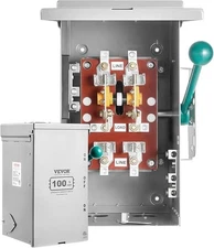 100A Generator Transfer Switch, 24000W Manual Transfer Switch, Heavy Duty Double