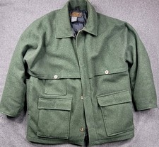 Eddie Bauer Mackinaw Green Wool Goose Down Jacket Sz L Made In USA