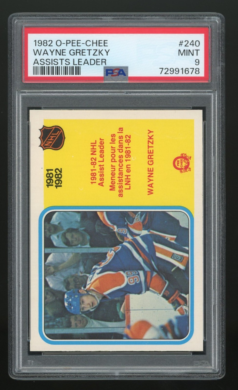 1982 OPC O-Pee-Chee #240 Wayne Gretzky Assist Leaders PSA 9