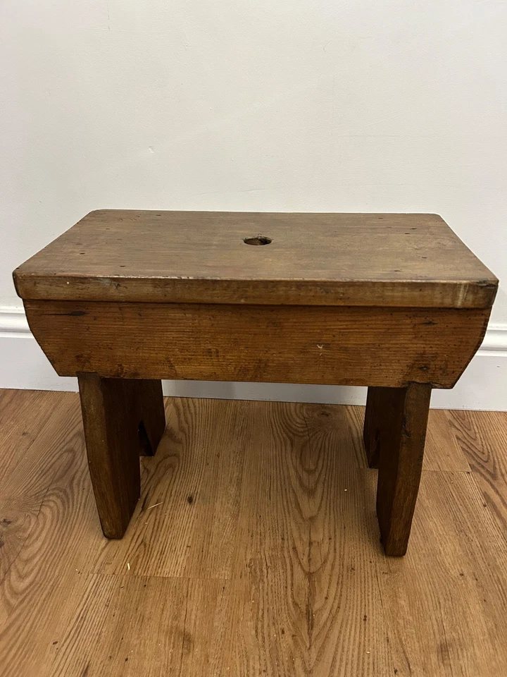 Vintage Milking Stepstool Footstool Stool Plant Stand Primitive Wooden Oak - Image 4 of 4