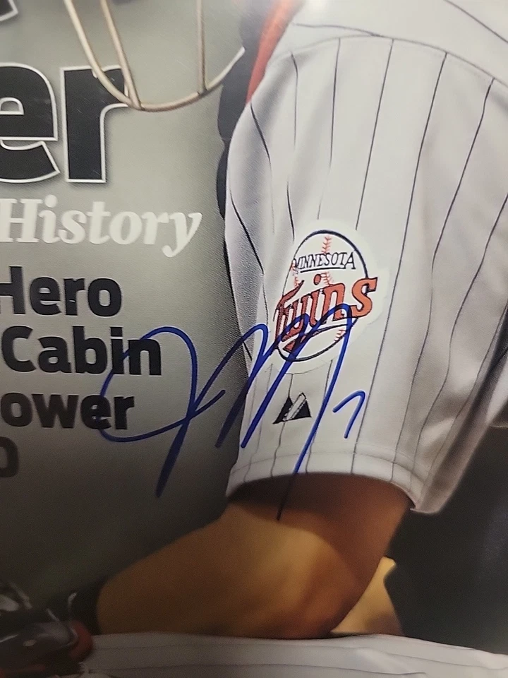 CUBIERTA SI firmada por Joe Mauer (solo) con certificado de autenticidad Minnesota Twins Hof Foto 2 de 3