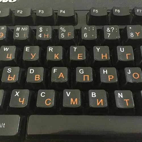 Autocollant de disposition clavier standard russe lettres blanches sur noir remplacement TOCA - Photo 5/9