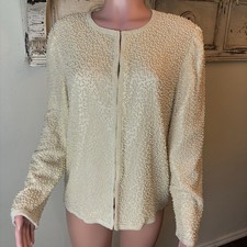 Vintage Laurence Kazar Beaded New York Evening Jacket Large 100 Silk Elegant