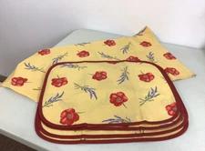 French Country Cottage Floral Placemats Set & Table Runner Designed in France