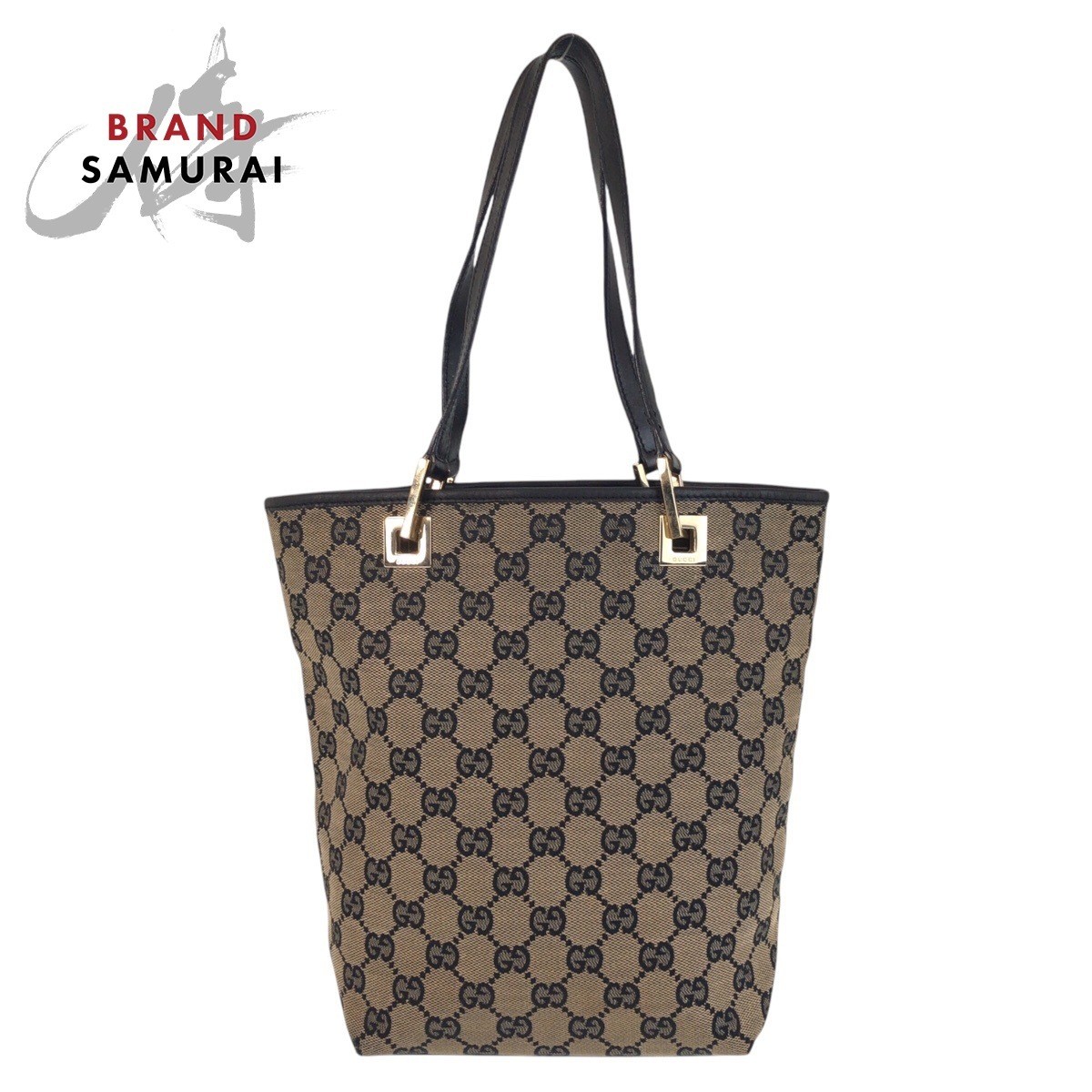 Gucci Beige Black GG Canvas Leather Tote Shoulder Bag 501116 002 1099