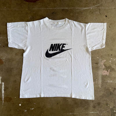 80s VINTAGE NIKE SWOOSH WHITE T-SHIRT MEN SZ M | eBay