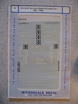 Microscale Decal HO 87-516 40' Box Cars - Santa Fe Curved Line Map - 1940s Decal