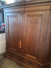 antiker Barock Schrank von 1758 aus Eiche