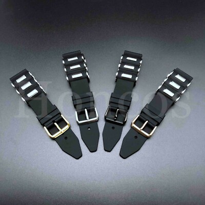 20 22 24 26 MM Soft Rubber Black Diver Watch Band Strap Bullet New Released 