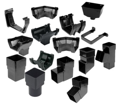 Black Square Line Dachrinnensystem KAYFLOW 114mm PVC Kunststoff Regenwasser Teile