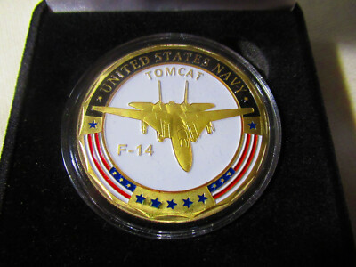 U S NAVY F-14 TOMCAT Challenge Coin w/ Presentation Box