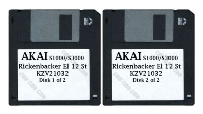 Akai S1000 / S3000 Set of Two Floppy Disks Rickenbacker El 12 St KZV21032