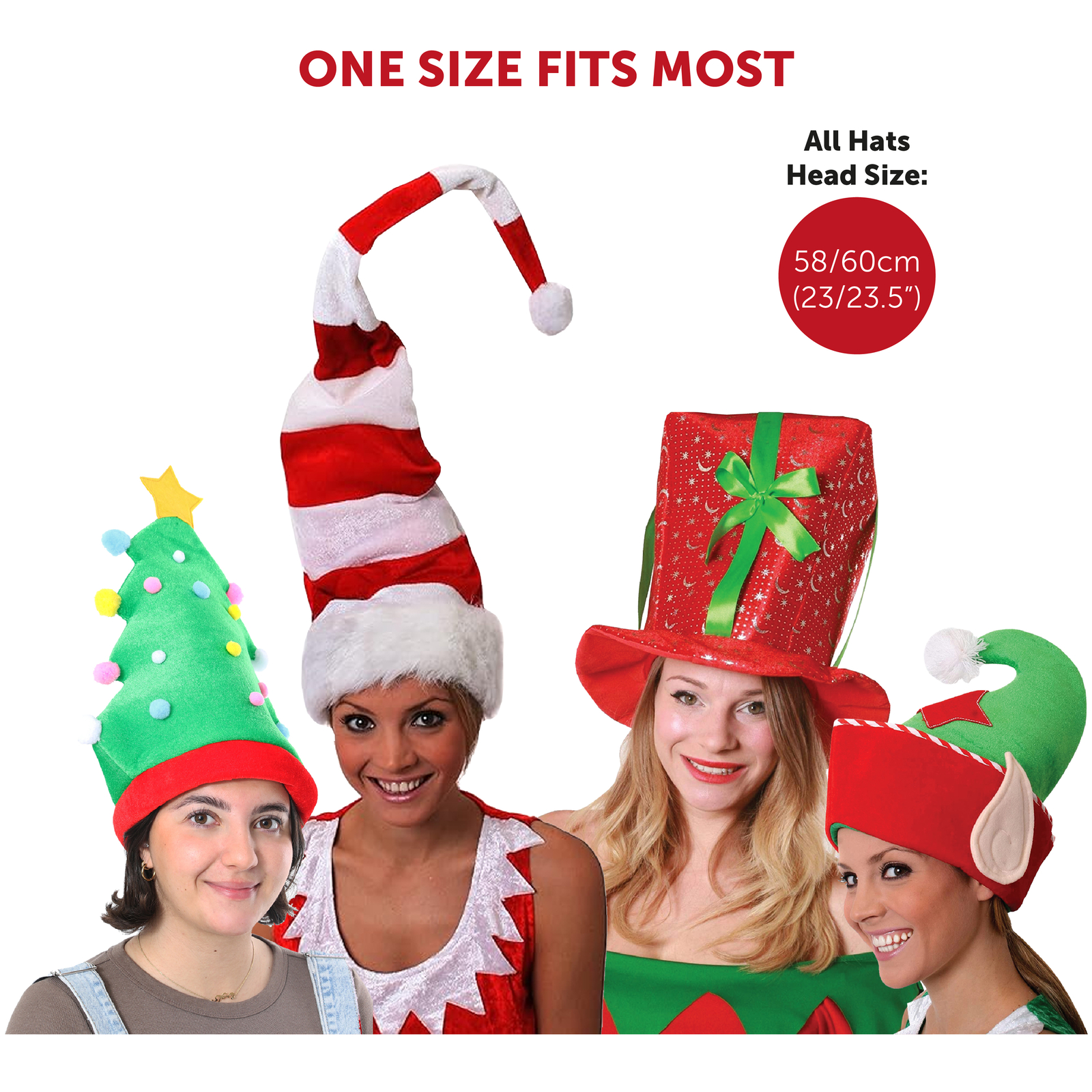 NOVELTY CHRISTMAS HATS 4 PACK XMAS FANCY DRESS PARTY OFFICE WORK