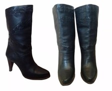 Vintage 9 West mid calf black leather boots size 7 made in Brazil
