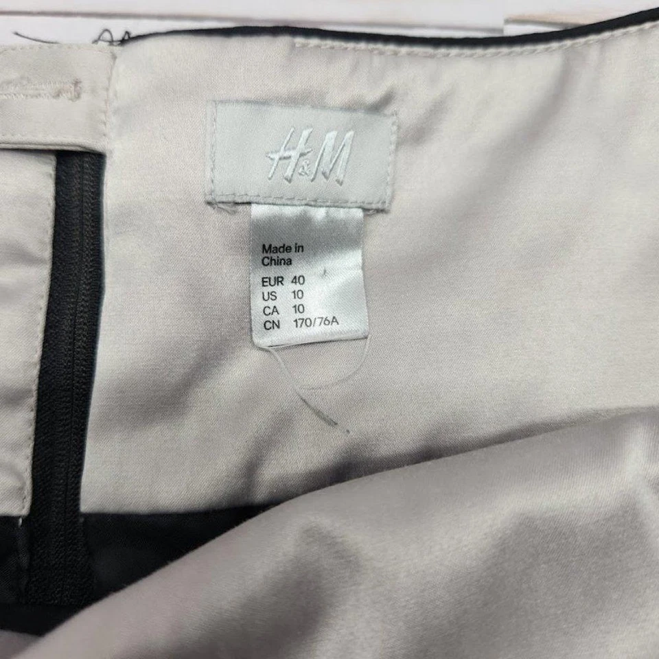 H&M Black Silver Lace Pencil Straight Skirt Women's Size 10 - Image 2 of 4