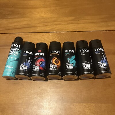 Axe Body Spray- New-(6) 4oz. Plus (1) Hyper Fresh Apollo 4oz.