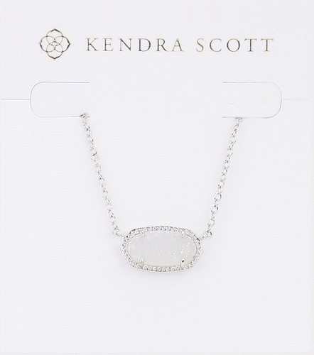 NEW Kendra Scott Cheer Short Pendant Necklace Silver With White
