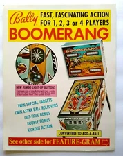 Boomerang Pinball FLYER Original Retro Game Vintage Retro Artwork 1975