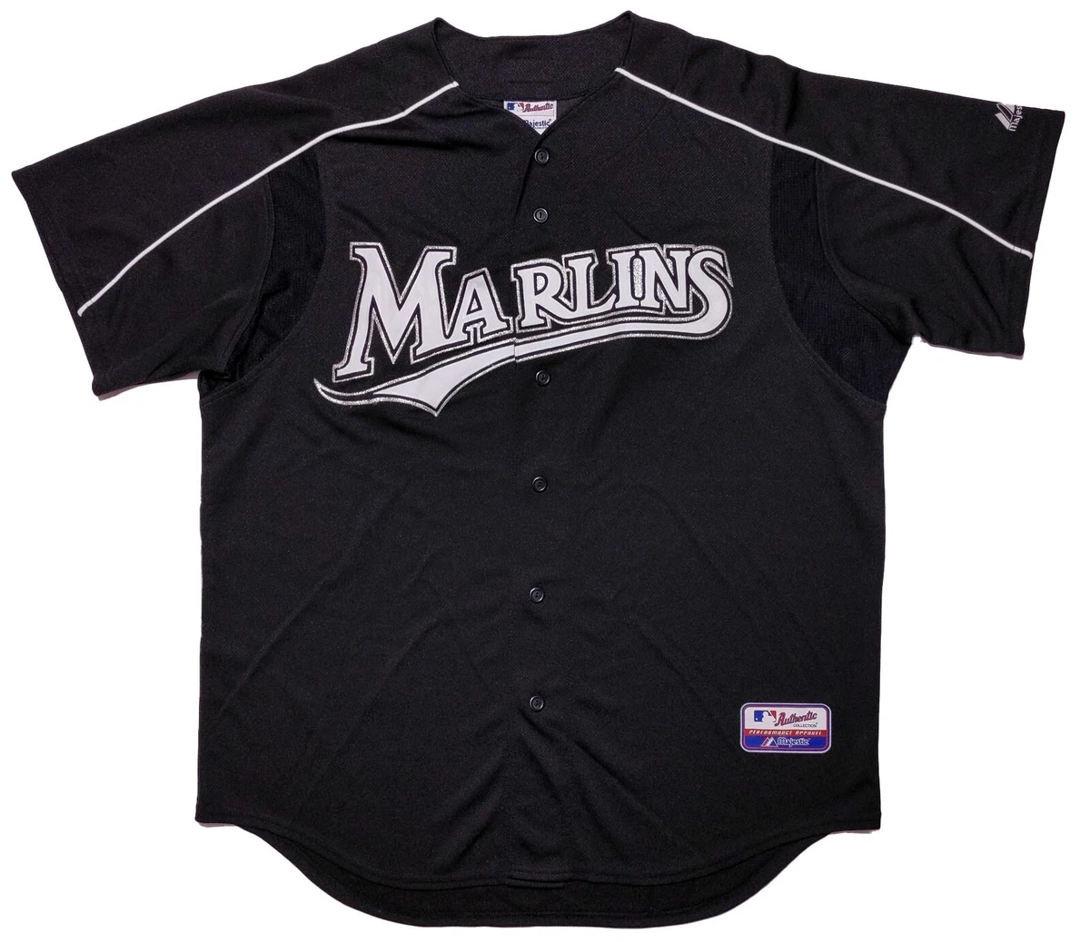 MAJESTIC Florida Miami Marlins MLB Baseball Jersey Black Men's XL