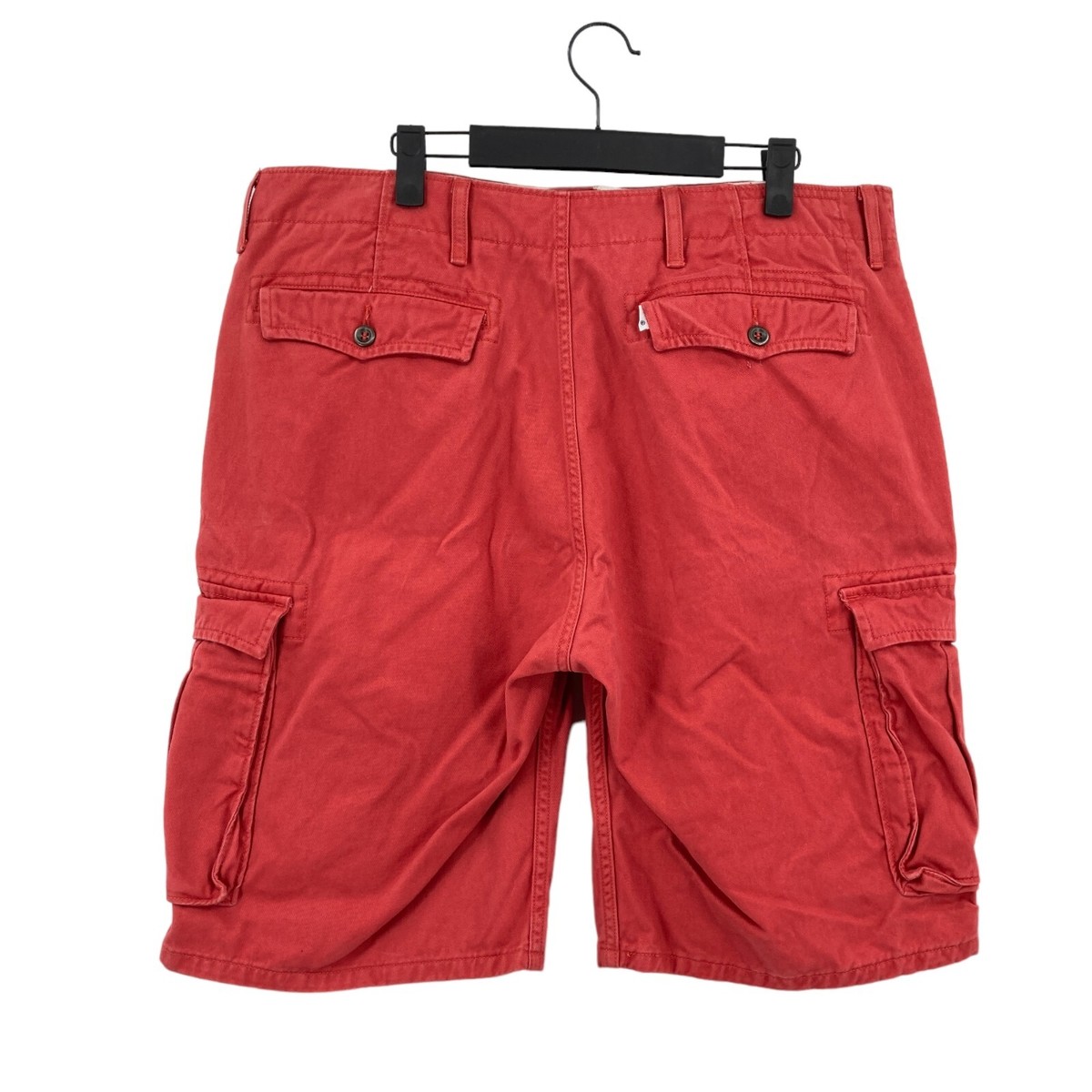 【KOOLOSET】[Belt Loop] Cargo Pocket Denim Bermuda Pants Mens Cargo Shorts Red Denim 100% Cotton Cargo Pockets Belt