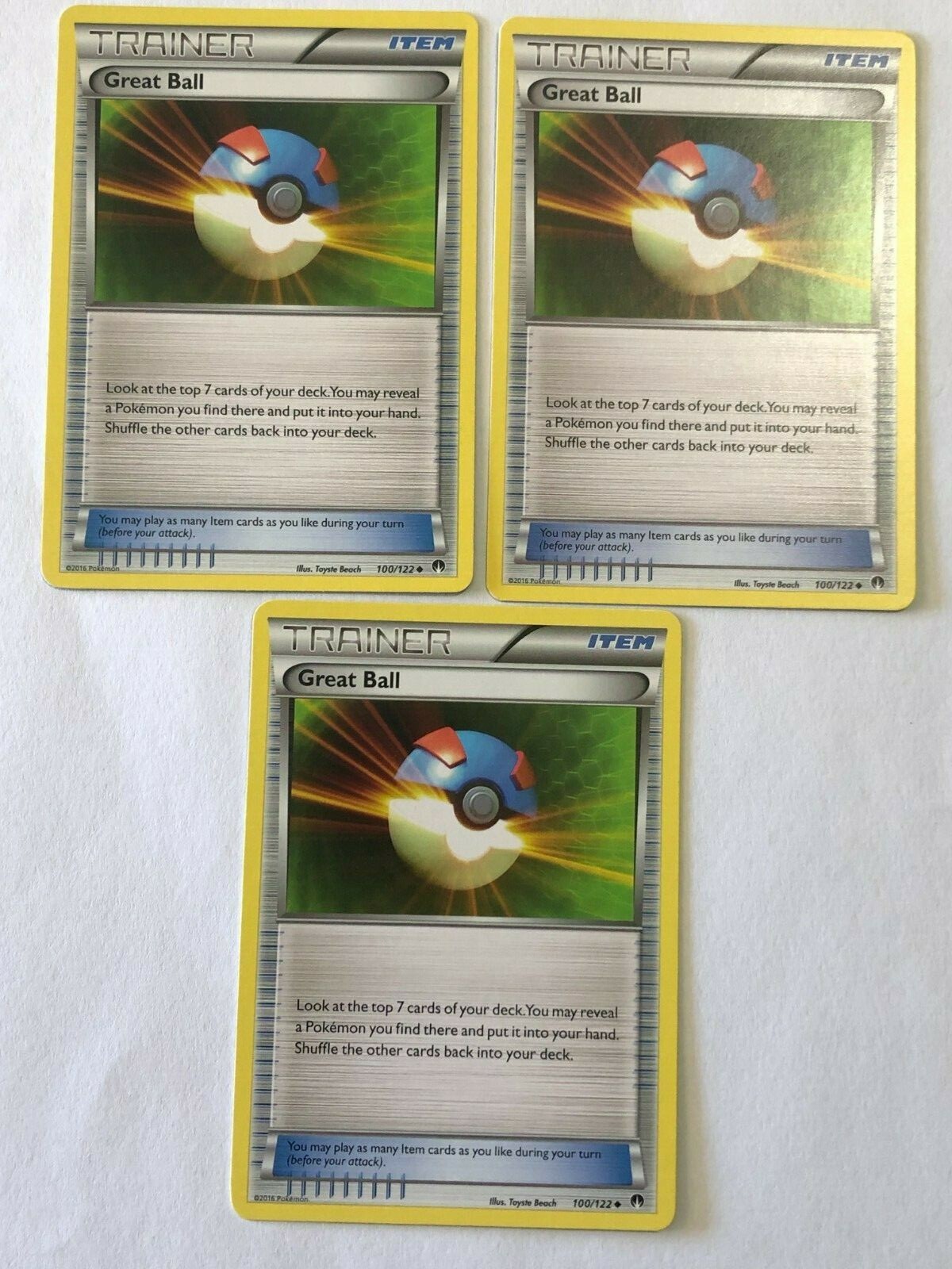 Pokemon Card BREAKPoint 3x Great Ball 100/122 Near Mint