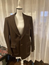 Vintage Leisure Suit Jacket Mens M Polyester Coat Blazer Disco 60s 70s