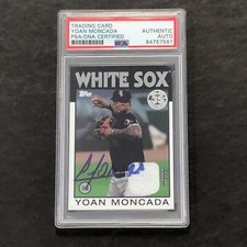 2021 Topps 1986 Relics#86R-YM Yoan Moncada Signed Card PSA Chicago White Sox