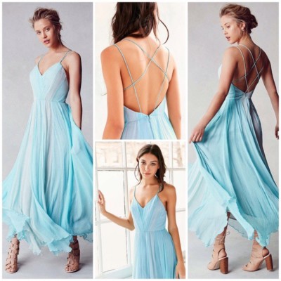 NWT Urban Outfitters Waterfall Chiffon Maxi Dress Size 4 Kimichi Blue Sold  Out | eBay