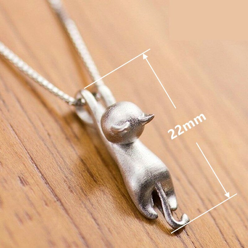 S925 Sterling Silver Cat Pendant Necklace - 18" Chain, Cubic Zirconia, Gift Box Included