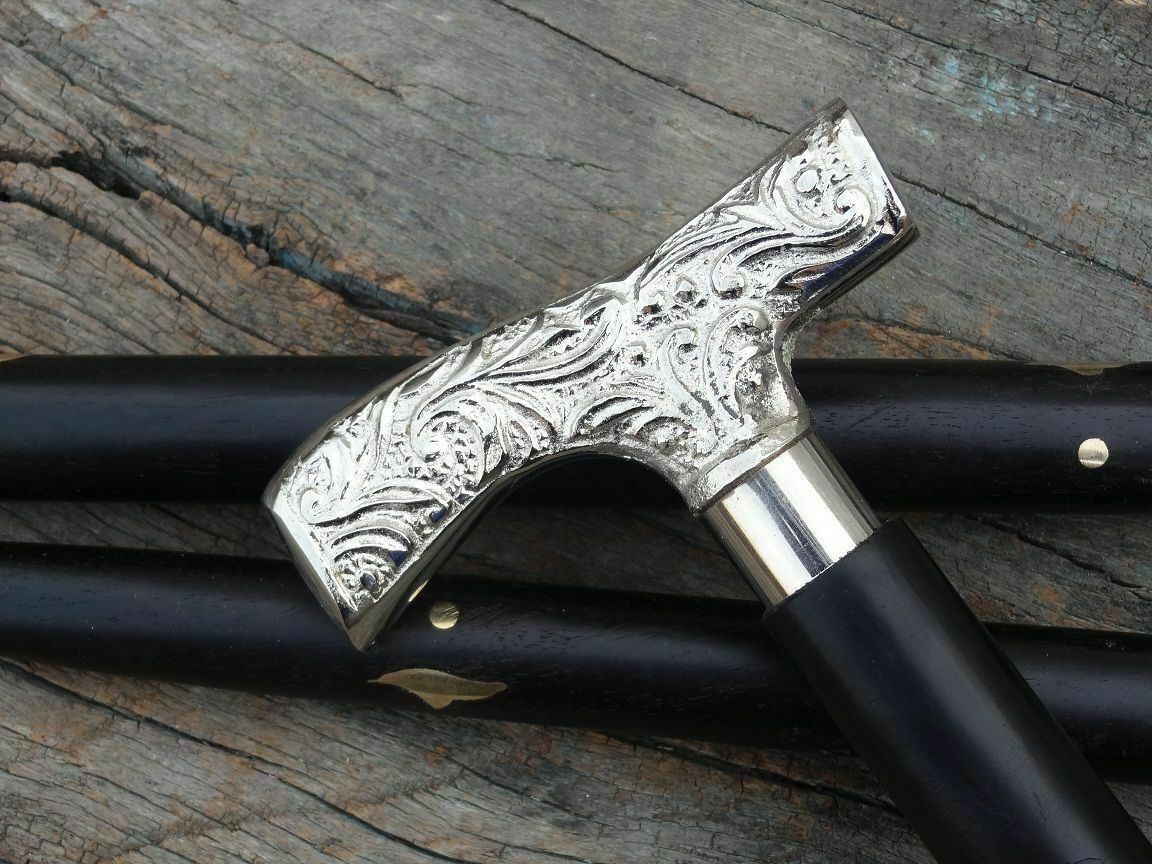 Solid Brass Design Silver Derby Head Handle Victo… - image 2