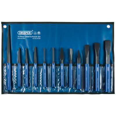 Draper 26557 12 Stück Kaltmeißel und Locher Set in Geldbörse